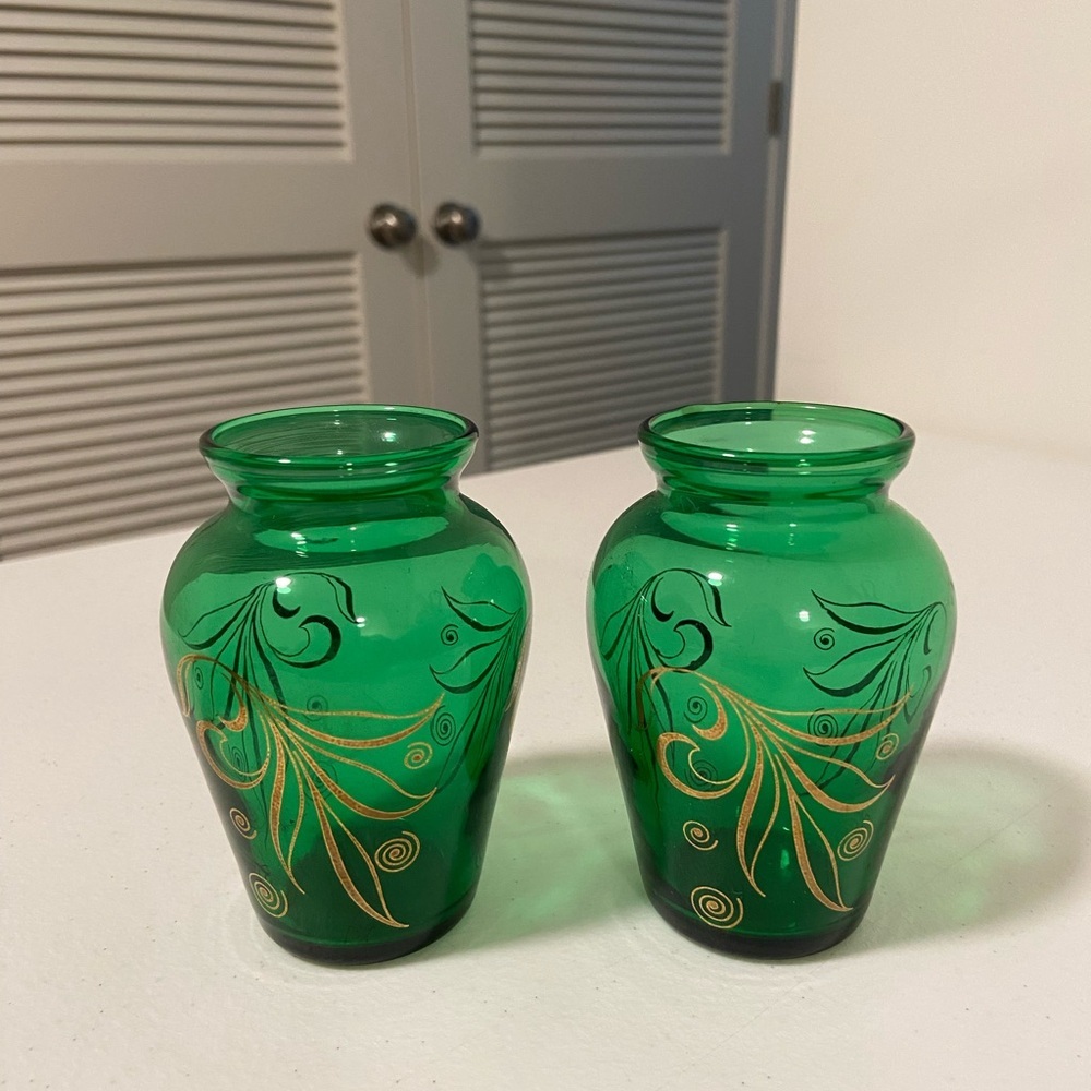 Vintage Anchor Hocking glass vase — set of 2‎